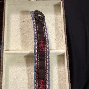 Kiel James Patrick Brown and Red Embroidered Bracelet